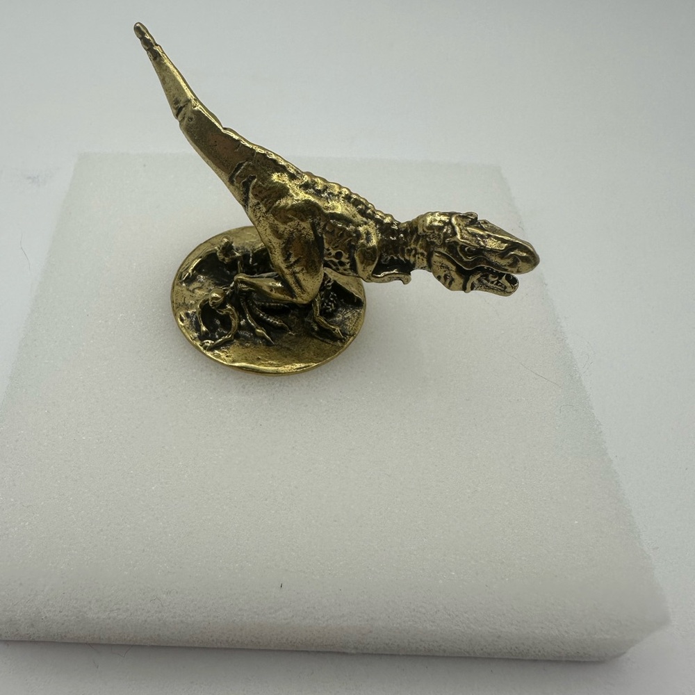 Brass T-Rex Miniature Figurine for Dinosaur Enthusiasts - Picture 3 of 11